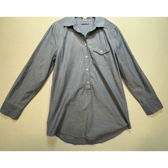 J. Crew Chambray Tunic Shirt Womens Small Blue Long Sleeve Button Front Casual - Picture 5 of 12